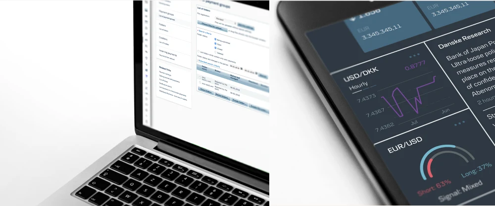 Legacy Business Online functionality embedded in District alongside a mobile concept exploration